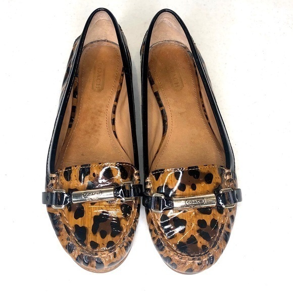 COACH patent leopard flats size 6.5 - Picture 1 of 11